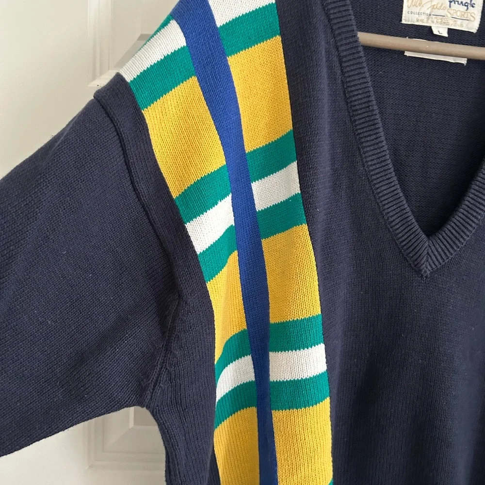 Pringle Vintage Men’s Golf Sweater Navy Blue Yellow Size L
